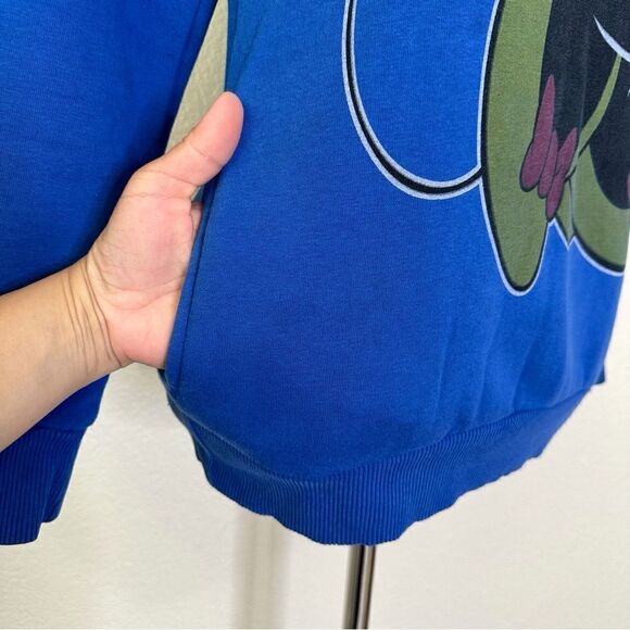 Minnie Mouse Ear Hoodie Blue Pullover Sweatshirt - Picture 5 of 13